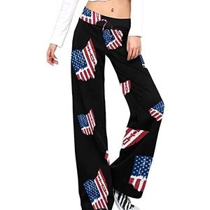Vintage Ohio staat Amerika vlag vrouwen broek casual broek elastische taille lounge broek lange yoga broek rechte been