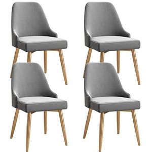 GEIRONV Gouden been eetkamerstoelen set van 4, fluwelen accent stoelen appartement woonkamer zijstoel slaapkamer balkon make-up stoel Eetstoelen (Color : Light grey)