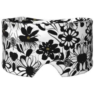 Zwart en wit bloemen print slaap oog oor masker zachte en comfortabele oogblinder blinddoek schaduw voor mannen vrouwen