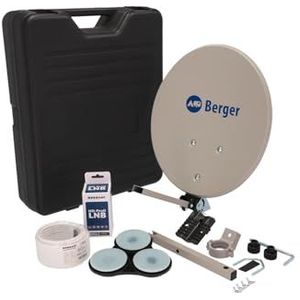Berger Mobiele Satelliet Installatie, Complete Enkele LNB Set in Campingkoffer