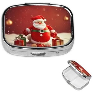 Pillendoosje Kleine Pillendoosje voor Pocket & Portemonnee Pil Organizer Draagbare Pillencontainer Leuke Geneeskunde Organizer Vrolijk Kerstfeest Reizen Pillendoos voor Vitamine Visolie Supplementen