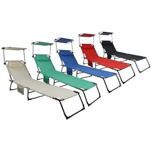 VCM Bindox Ligstoel, ligstoel, opvouwbaar, inklapbaar, balkonligstoel, dak, maat L, blauw