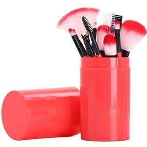 Kwastenset Professionele Make-up Kwastenset 12 Stuks For Oogschaduw Blush Gezichtscontour Make-Up Borstel Set(Rot)