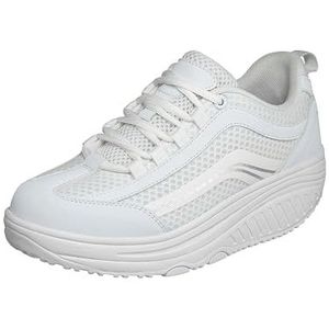 Aerosoft Walker Comfortabele veterschoen voor dames en heren, traagschuim uitneembaar voetbed, wit, 38 EU