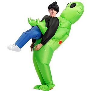 JUEJIAZKIY Alien Abduction Costume Green Wear Human Inflatable Suit Fancy Dress Cosplay Adult voor Halloween Christmas Party, 0,9-1,4m