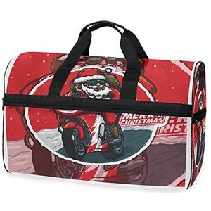 Kerst Sneeuwman Cartoon Rood Sport Zwemmen Gym Tas met Schoenen Compartiment Weekender Duffel Reistassen Handtas voor Vrouwen Meisjes Mannen