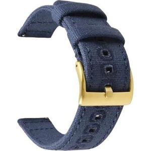 18mm 20mm 22mm gevlochten canvas band geschikt for Samsung Galaxy Watch 3/4 40mm 44mm Classic 46mm 42mm Quick Release armband geschikt for Garmin(Color:Blue gold,Size:18mm)
