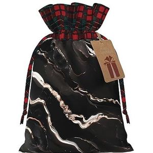 Zwarte Rose Gold Marble Herbruikbare Gift Bag-Trekkoord Kerst Gift Bag, Perfect Voor Feestelijke Seizoenen, Kunst & Craft Tas