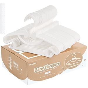 Baby Hangers, 40 stuks plastic kinderkamerhangers antislip ultradunne witte babykledinghangers met 3 plastic ophangbanden, kinderkleerhangers voor baby- en peuterkleding