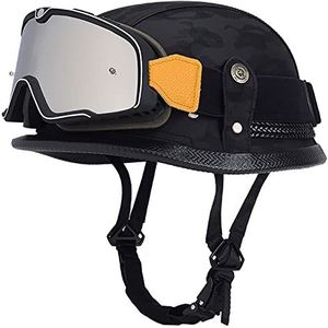 Motorhelm, ECE-certificering Vintage stijl Geschikt for mannen en vrouwen Cruiser Scooter Touring Helm E,XXXL = 63-65CM(I,M=5556CM)