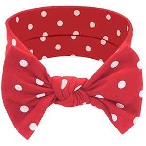 KAVYA Polkadots hoofdbanden voor dameshaar, antislip zweethoofdband, zachte elastische stof streep haarbanden, vochtafvoerend, 6 stuks (rood