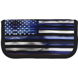 gopoo American Thin Blue Line Flag Cute Canvas Pencil Pouch - Georganiseerde Opslag voor Reizen & Dagelijks Gebruik Etui, Make-up Pouch