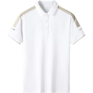 Heren dagelijks mode effen poloshirts heren zomer korte mouw ademend T-shirt heren oversized shirts, Wit, XL