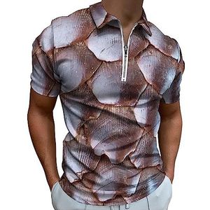 Pangolins Weegschalen poloshirt voor heren, casual T-shirts met ritssluiting en kraag, golftops, slim fit