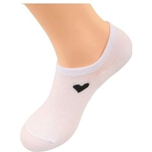 YIJIANUO No-Show-sokken voor dames, hartpatroon, zwart, wit en grijs, veelzijdig en klassiek, comfortabel, ademend, vochtafvoerend, 20 paar wit, 71 EU