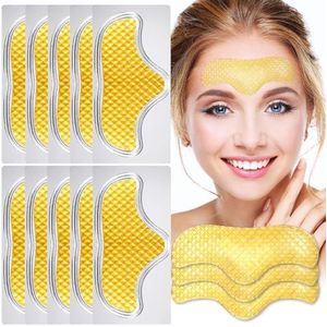 24K Gold Hydrogel Patches voor het gezicht - Gold Forehead Mask, Collageen Forehead Anti Wrinkle Patches, Helpt het voorhoofd glad te maken en te hydrateren 10-pack