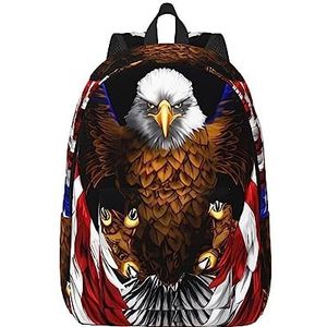 USA Flag Patriottic Eagle Canvas Grote Capaciteit Duffel Tas met Verstelbare Schouderriemen voor School Outdoor Sport, Zwart, S