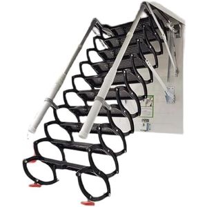 Elektrische zoldertrap, stalen zoldertrap, uitschuifbare zoldertrap, vlizotrap, plafondtrap, neerklapbaar met telescopische armleuningen(70 * 120cm)