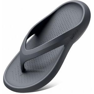 fengqingyunyan0304 Slides, comfortabele teenslippers met dikke zool voor heren, ademende zomersandalen voor buiten, voor dames en heren, grijs, 44 EU
