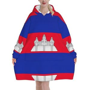 Oversized Cambodja Vlag Hoodies Vrouwen Uk Pluizige Deken Hoodie Sherpa Vrouwen Fleece Draagbare Deken Mannen