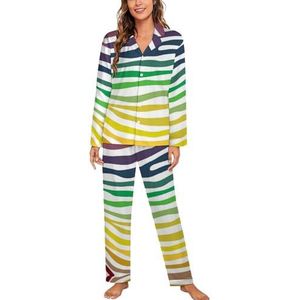 Zebra Kleur Print Lange Mouw Pyjama Sets Voor Vrouwen Klassieke Nachtkleding Nachtkleding Zachte Pjs Lounge Sets