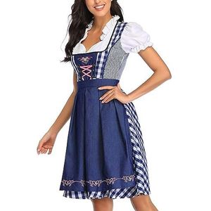 Duitse jurk - Geruite dames traditionele Duitse jurken voor het Oktoberfest,Drindl-kostuum Biercarnaval-outfits voor bierfestivalfeest Gomice