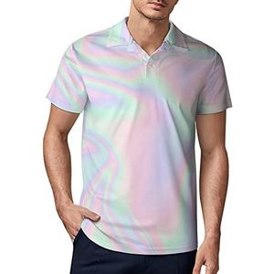 Pastel holografische folie heren golf poloshirt zomer korte mouw T-shirt casual sneldrogende T-shirts L