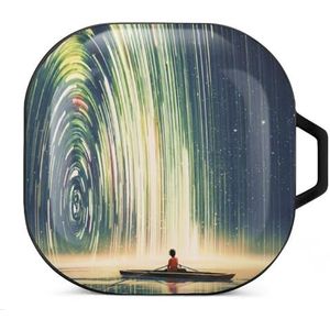 Roeiboot Sterrennacht Oordopjes Hoesje Compatibel met Samsung Hard Shell Beschermhoes Zwart-Stijl