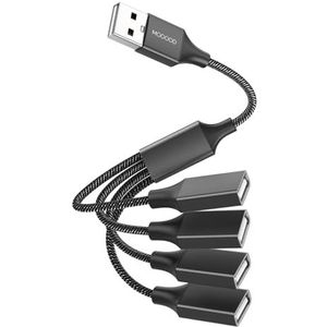 MOGOOD USB Splitter 4 in1 USB Kabel USB Hub USB naar USB Adapter USB Splitter met meerdere aansluitingen USB naar 4 USB Jack Multi Port Kabel Converter USB Power Extension Cable voor PC/Car/TV