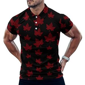 Rode Esdoornblad Toevallige Poloshirts Voor Mannen Slim Fit Korte Mouw T-shirt Sneldrogende Golf Tops Tees 4XL