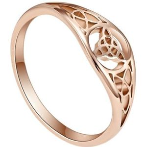 Viking Driehoek Knoop Ring - Heren Dames Keltische Triquetra Knoop Holle Roestvrij Stalen Ring - Handgemaakte Ierse Knoop Trouwring Betrokkenheid Noordse Amulet Sieraden (Color : Rose Gold, Size : 0