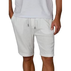 riverso RIVOliver Korte herenshorts, korte broek, bermuda, knielang, effen, wit, blauw, marineblauw, beige, zwart, groen, S, M, L, XL, XXL, 3XL, 4XL, 5XL, wit, XXL
