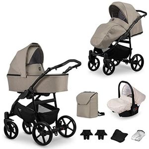 Kinderwagenset babyzitje 3 in 1 en Isofix 4 in 1 naar keuze Mata by SaintBaby Black Mocca 02-B 3in1 met babyzitje