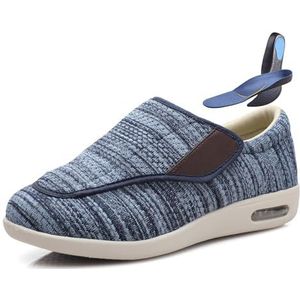 Extra Breed Schoenen,Heren Diabetisch Geschikt Ouderen Verstelbare Wandelschoenen(Blue,49EU)