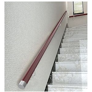 Leuningen voor trappen met beugels, Trapleuning met zilveren muurbeugels for binnentrappen, antislip steunrail(Red,1.6m(5.2ft))