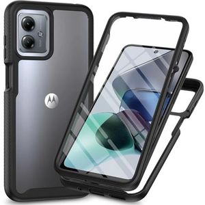 RonRun Compatibel met Motorola Moto G54 Case, met Displaybescherming 360° ieder aspect Bescherming Transparant Schokbestendig Bumper Hoesje zwart