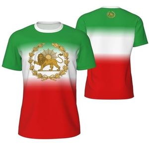 Sport Mesh T-Shirt Geleidelijke Iran Perzië Embleem Leeuw Zon 1423-1907 Tees 3D Gedrukt voor Fitness Running Fiets Voetbal Tennis Voetbal, Meerkleurig, XL