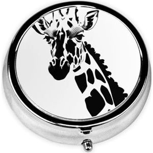 Zwart en wit giraffe3 compartiment pillendoos, een draagbare medicijndoos die vitamines bevat, #medicijnen, visolie en supplementen.