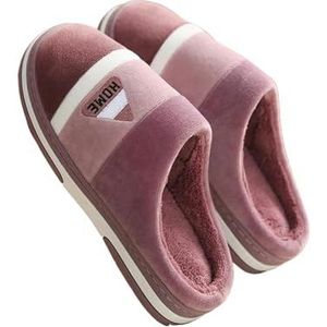 MdybF Slippers Winter Footwear Flat Women Indoor Home Versatile House Shoes Warm Cotton Slippers-Purple-42-43
