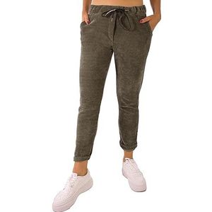FASHION YOU WANT Vintage corduroy broek voor dames, hoge taille, rechte pijpen, broek met zakken, Kaki, 50/52 NL