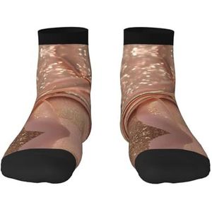 Roségouden glitter print veelzijdige sportsokken voor casual en sportkleding, geweldige pasvorm voor voetmaten 36-45, Rose Glitter, Eén Maat