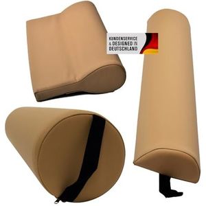 Massage-accessoireset 3 bestaande uit 1 x volledige rol knierol met handgreep, 1 x steunrol halve rol en 1 x nekkussen, hoofdsteun voor de massageligbed, waterafstotend in mokka beige