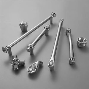ROBAUN Luxe diamant kristal handgrepen zinklegering chroom keuken dressoir kast handgrepen deurknoppen meubels hardware 1 stuk (kleur: 6732-128)