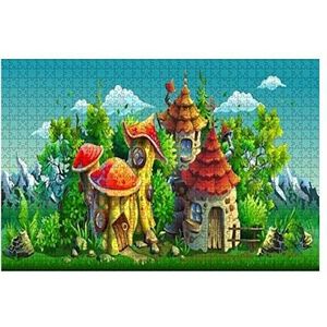 Jigsaw Puzzel 1000 Stuks Sprookjesdorp Met Kleine Huizen, Panorama Vector Cartoon Dieren Puzzels Pedagogische Brain Challenge Puzzel Voor Kinderen Veelkleurige Puzzelsets Decompressie