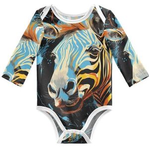 KAAVIYO Kleur Zebra Art Baby Lange Mouwen Unisex Nieuwe Katoenen Bodysuit voor Kinderen 3-24 Maanden Zomer, Patroon, 3 Maanden