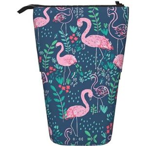 Nbtghga Bloemen Zwaan Print Potlood Telescopische Klassieke Kunsten Stand Up Potlood Case Organizer Potlood Houder Make-up Tas Gift, Zwart, Eén maat