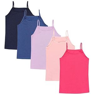 TupTam Meisjes Spaghetti Onderhemd Tops 5 Pack, Stippen/Roze/Blauw/Paars, 134-140