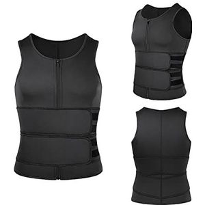 Heren Sauna T-shirts Sweat Sauna Pak Body Shaper Workout Neoprene Tanktop Trainingsjacks Kleding Oefening Fitness Korte Mouw Sauna Vest, Sporttop 2-in-1 Sportvest(3XL)