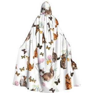 WURTON Leuke Kitten Vlinder Volledige Lengte Carnaval Cape Met Hooded Cosplay Kostuums Mantel, 190cm