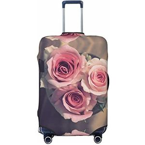 WOWBED Rose Flower Printed Koffer Cover Elastische Reizen Bagage Protector Past 18-32 Inch Bagage, Zwart, L